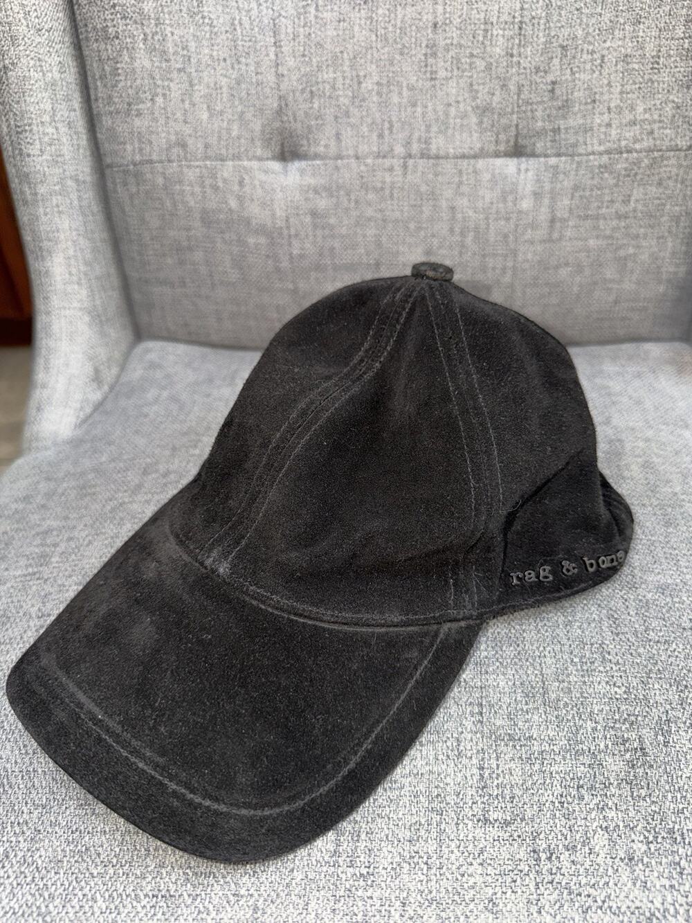 Rag & Bone Women's Black Velvet Addison Baseball Cap, OSFM, Adjustable Preppy